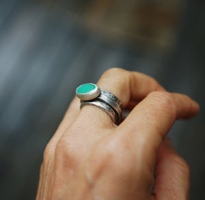 Chrysoprase Stacker Ring set (size 6.75)