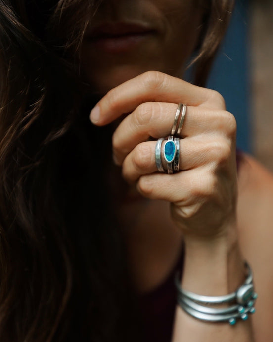 Australian Opal Stacker Ring set (5.75)