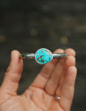 Load image into Gallery viewer, Royston Turquoise Stamped Cuff (size 5.5”)