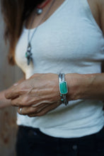 Load image into Gallery viewer, Chrysoprase Stamped Cuff size 5.5