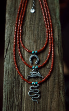 Load image into Gallery viewer, Red Coral Beaded Necklace with Charm