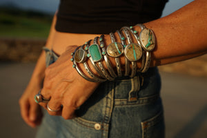 Starry Night Jasper stamped cuff size 5.25