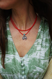 Rabbit Rabbit Red Coral Beaded Necklace