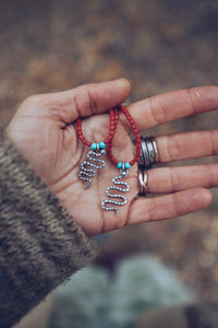 Red Coral Beaded Necklace with Charm