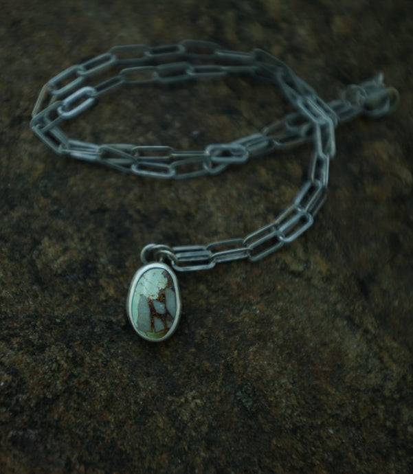 Paper Clip Chain + Royston Turquoise Necklace