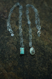 Paper Clip Chain + Royston Turquoise Necklace