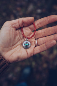 Red Coral Beaded Necklace with Charm