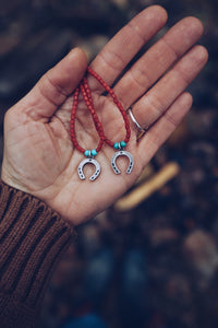 Red Coral Beaded Necklace with Charm