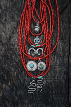 Load image into Gallery viewer, Red Coral Beaded Necklace with Charm