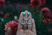 Load image into Gallery viewer, Mountain, Moons and Turquoise Earrings