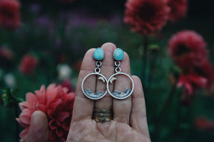 Mountain, Moons and Turquoise Earrings