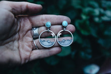 Load image into Gallery viewer, Mountains, Moons and Turquoise Earrings