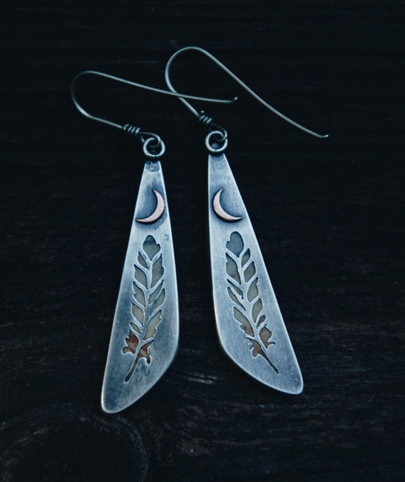 Crescent Feather Earrings
