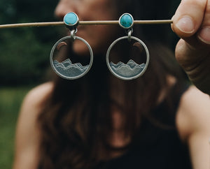 Mountains, Moons and Turquoise Earrings